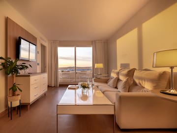 a living room with a couch and a coffee table