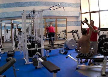 a group of men in a gym