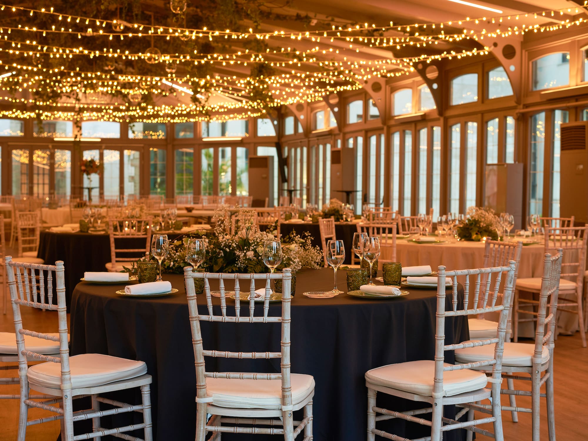 a room with tables and chairs