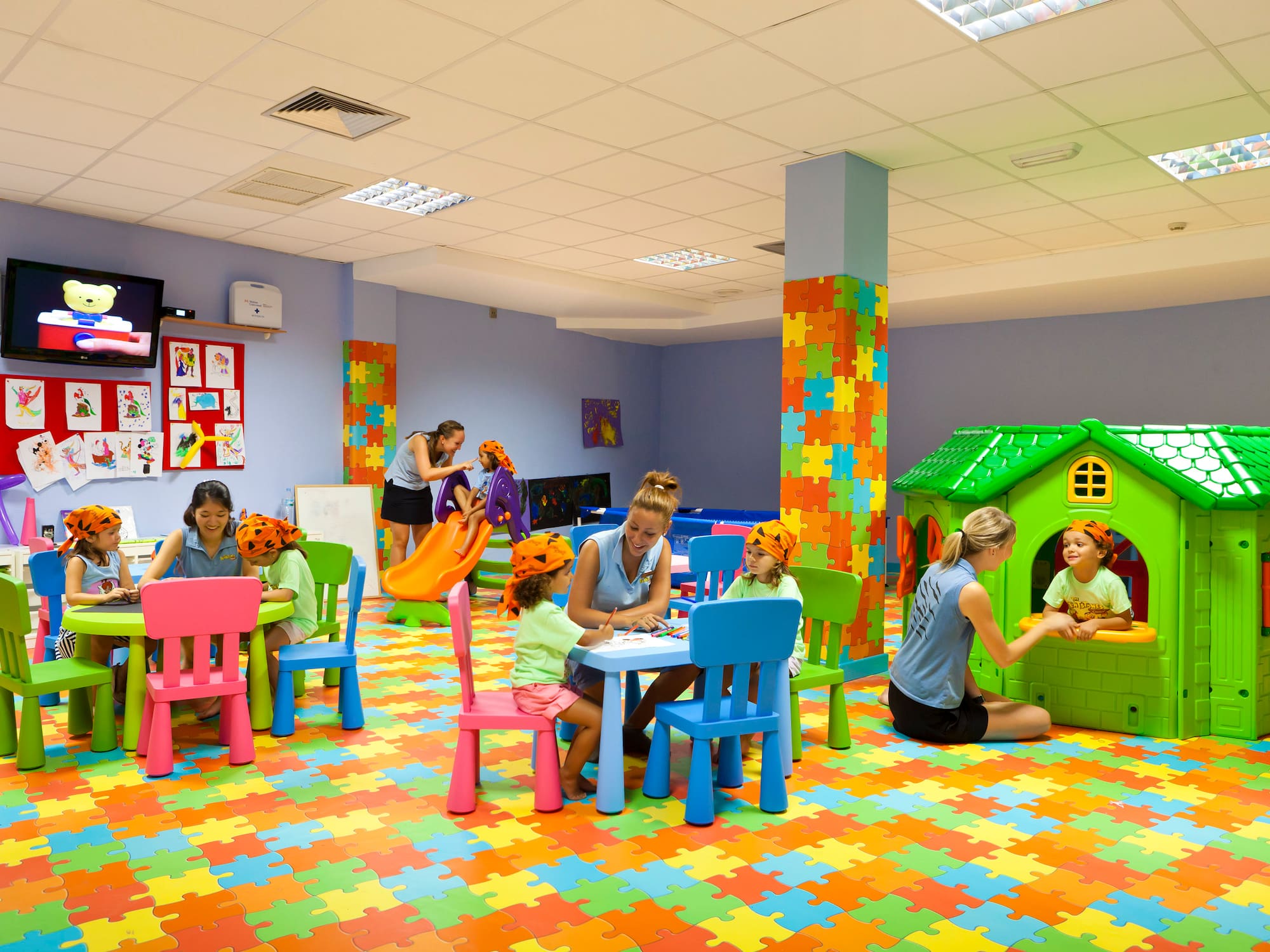 a group of children in a room