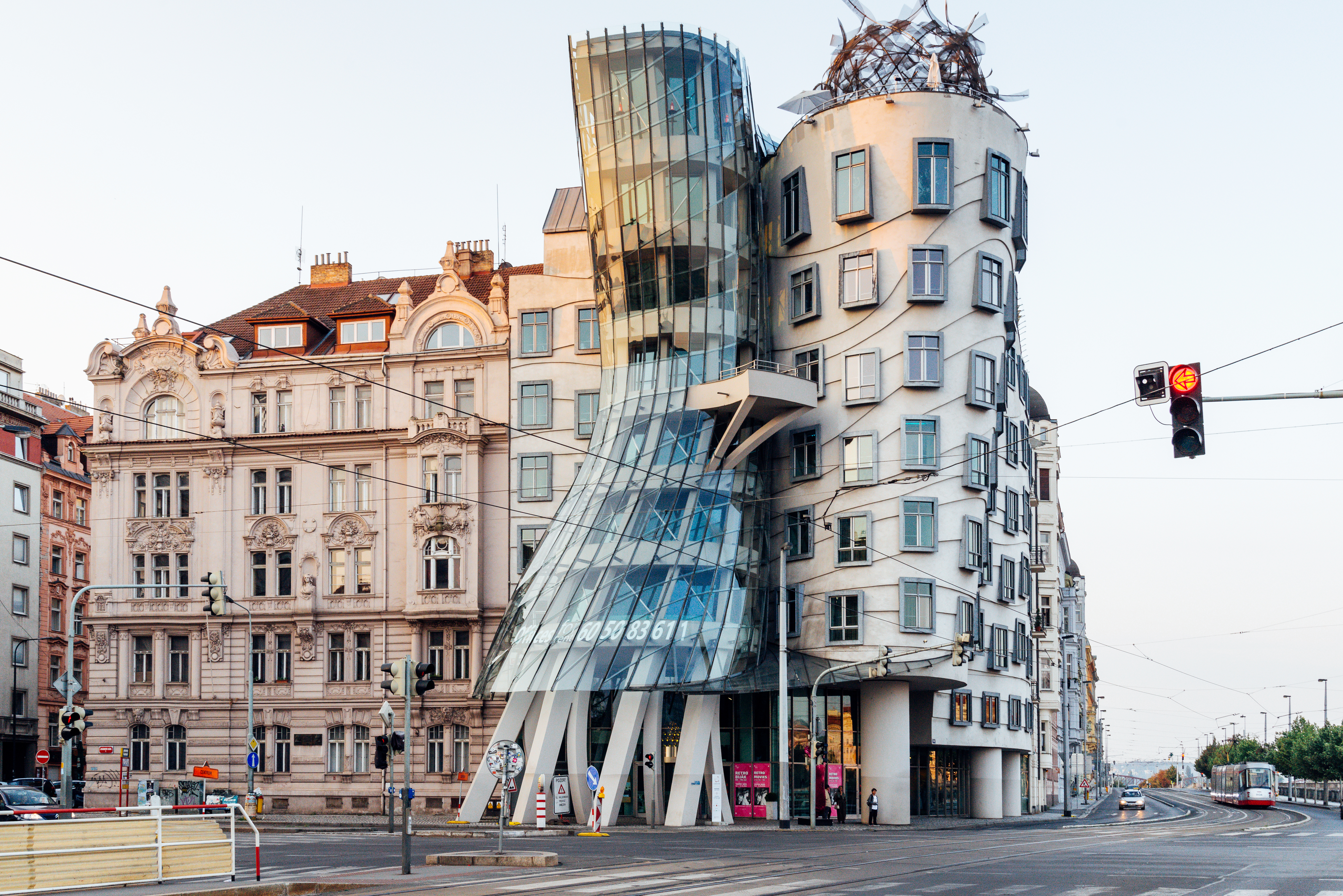 Dancing House with a curved glass facade
