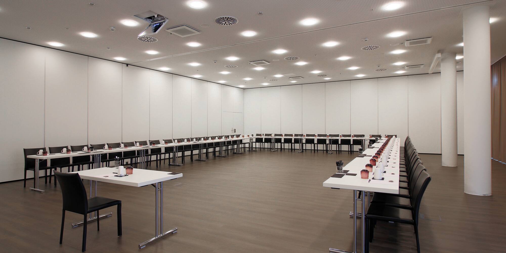 a room with tables and chairs