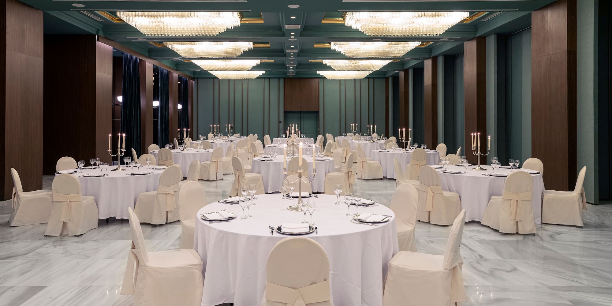 a room with tables and chairs