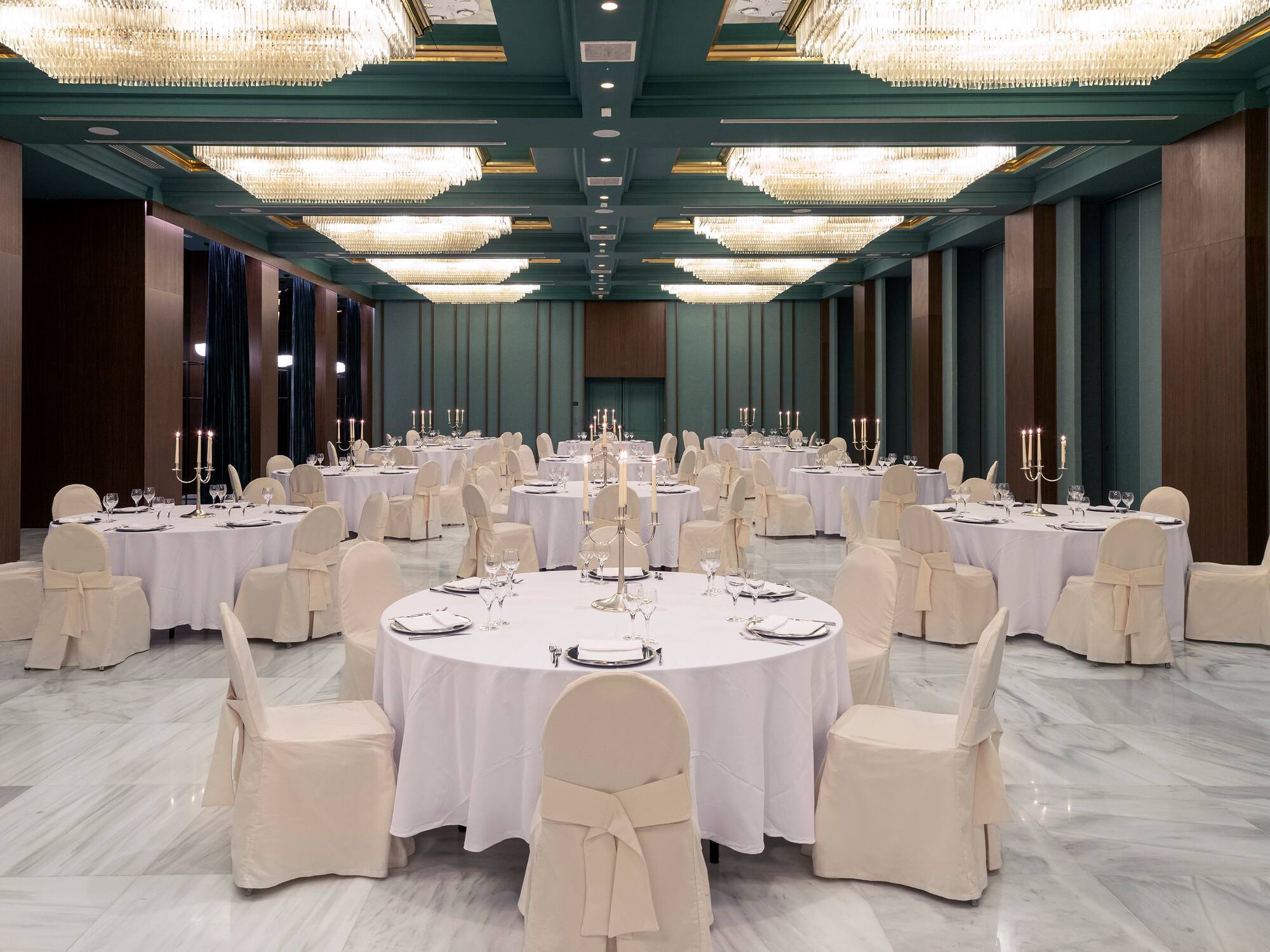 a room with tables and chairs