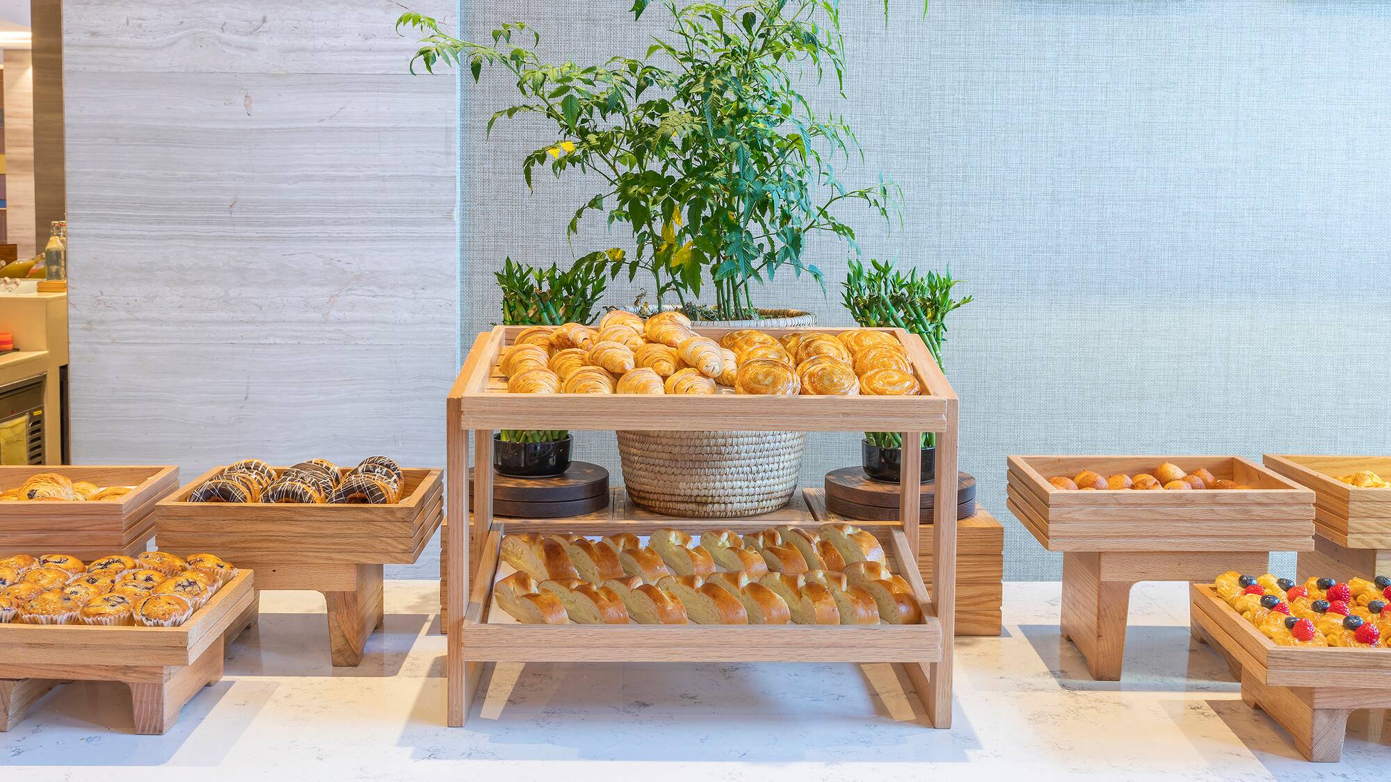a display of bread on a shelf