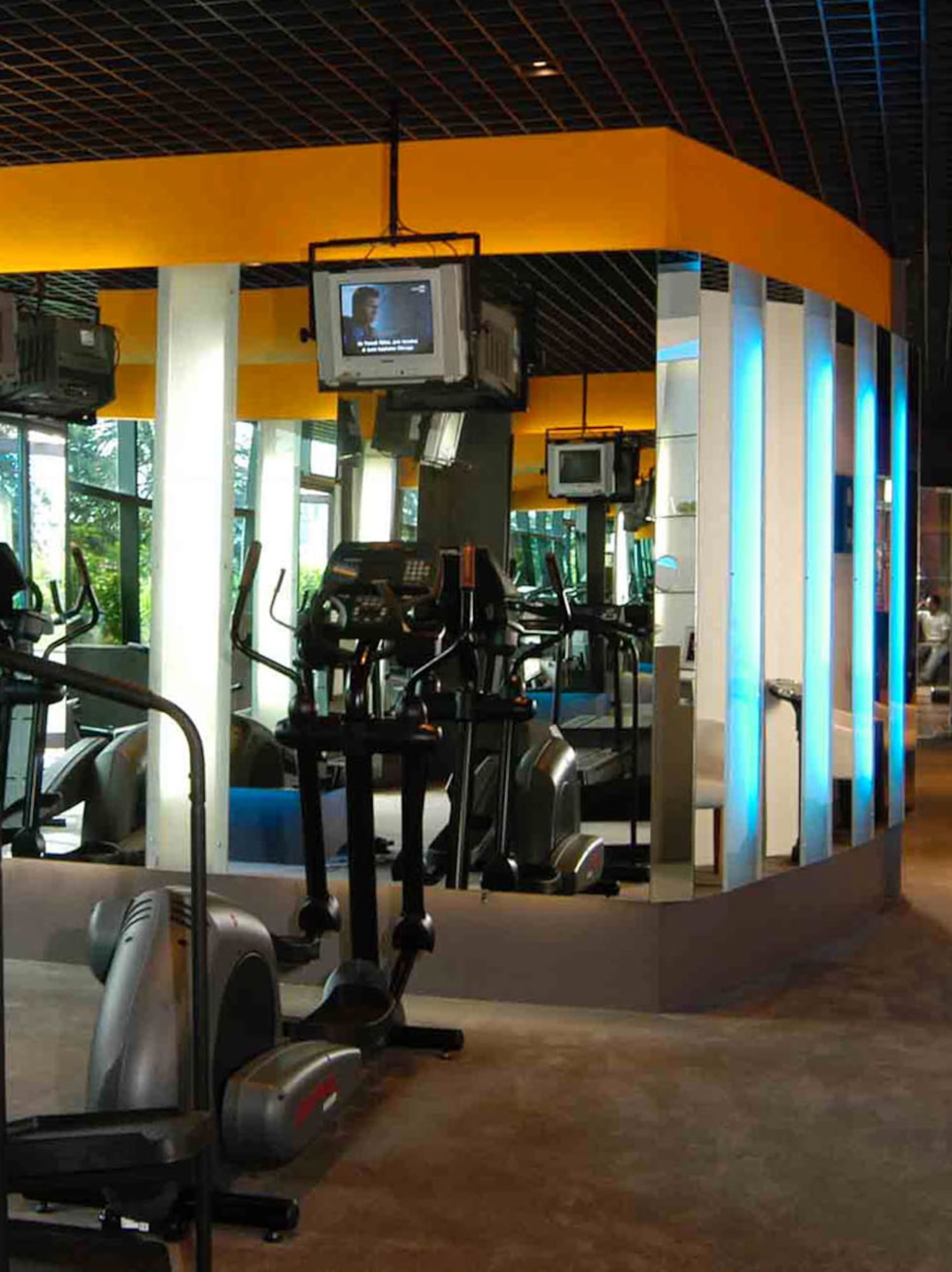 a gym with exercise equipment