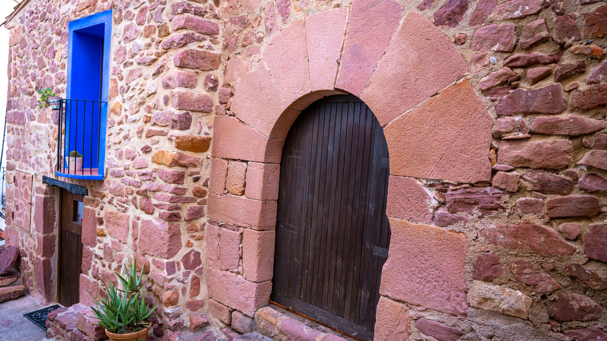 a door in a stone building
