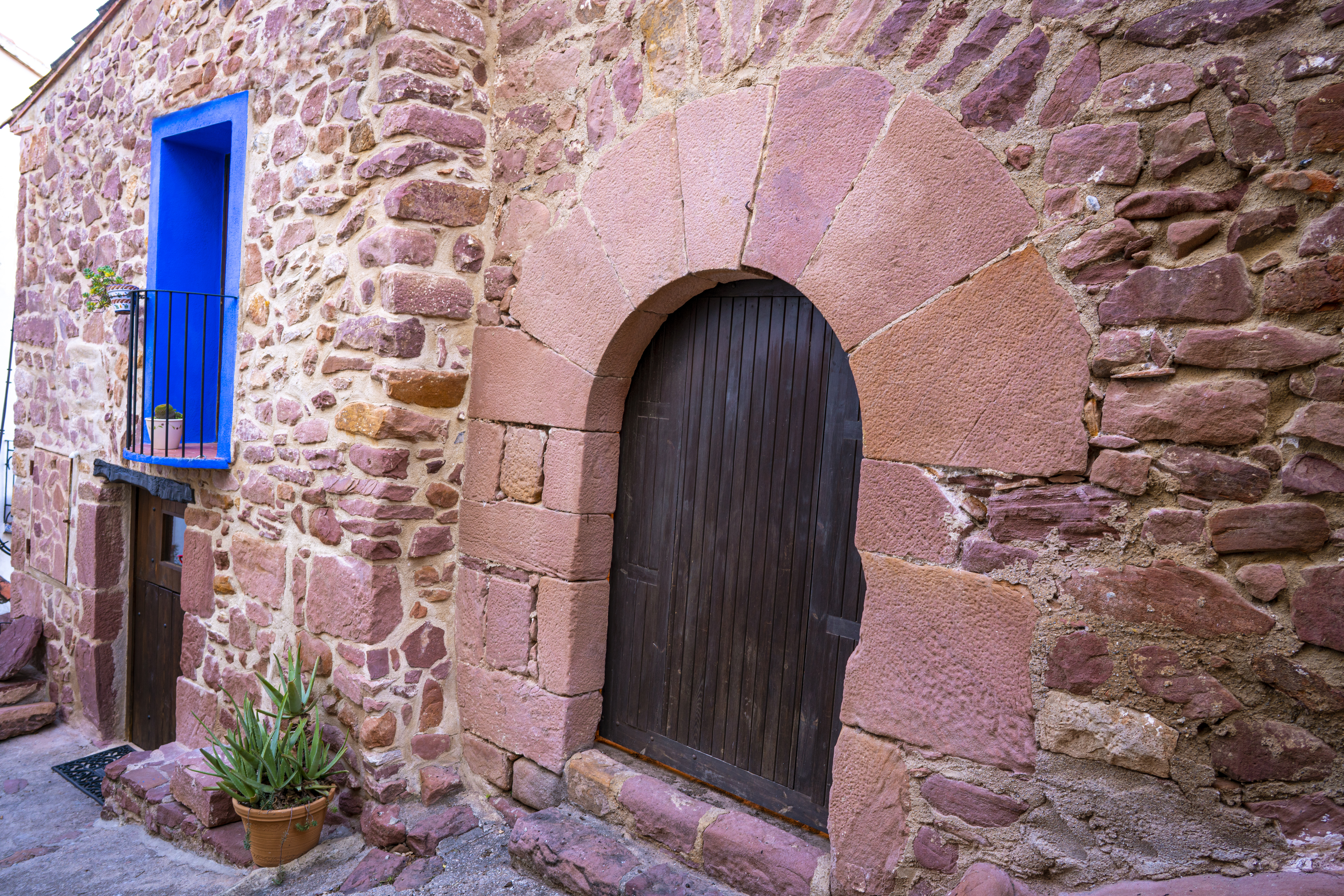 a door in a stone building
