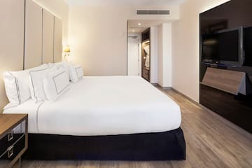 a bed in a room