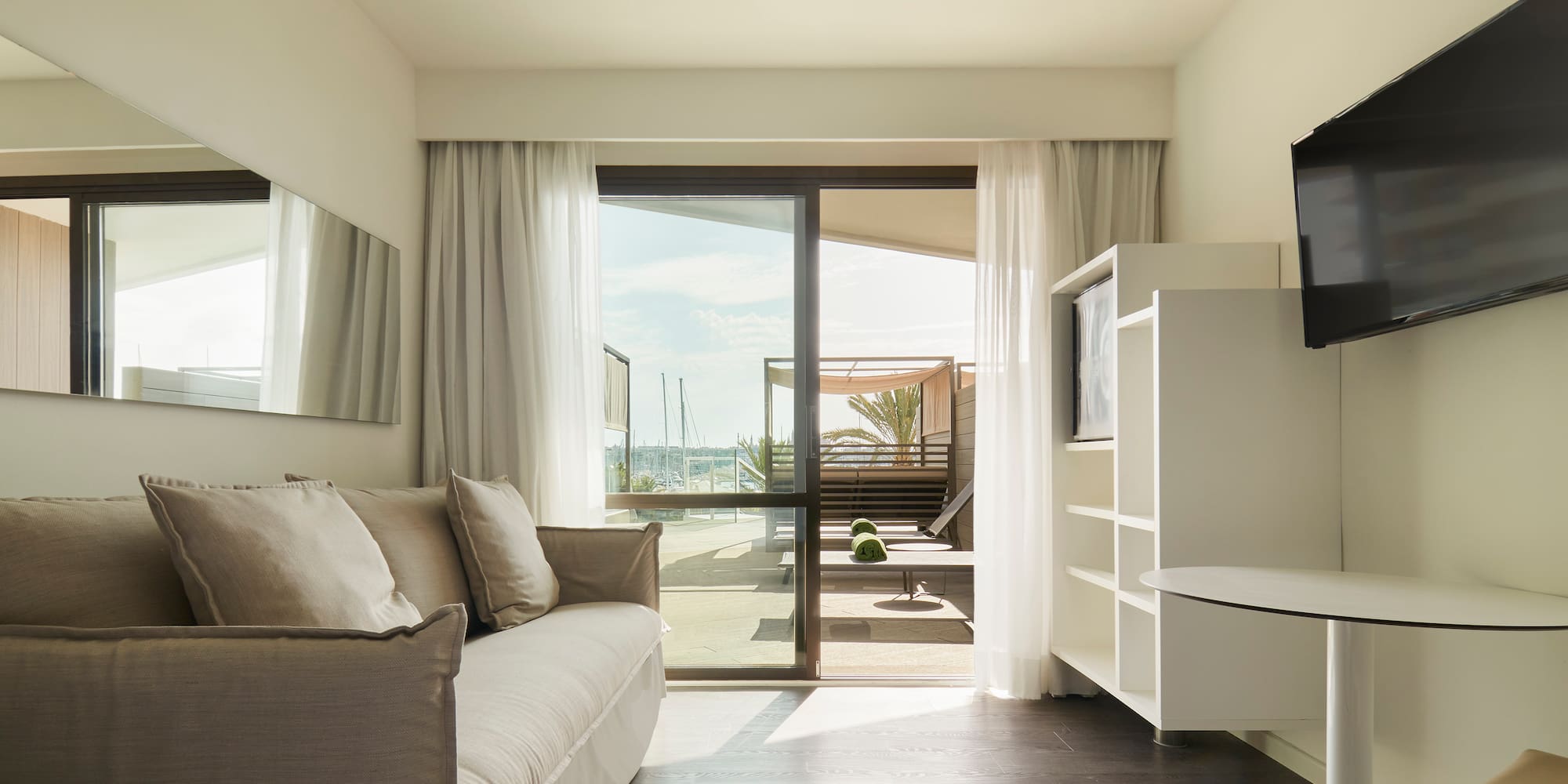 a living room with a couch and a television