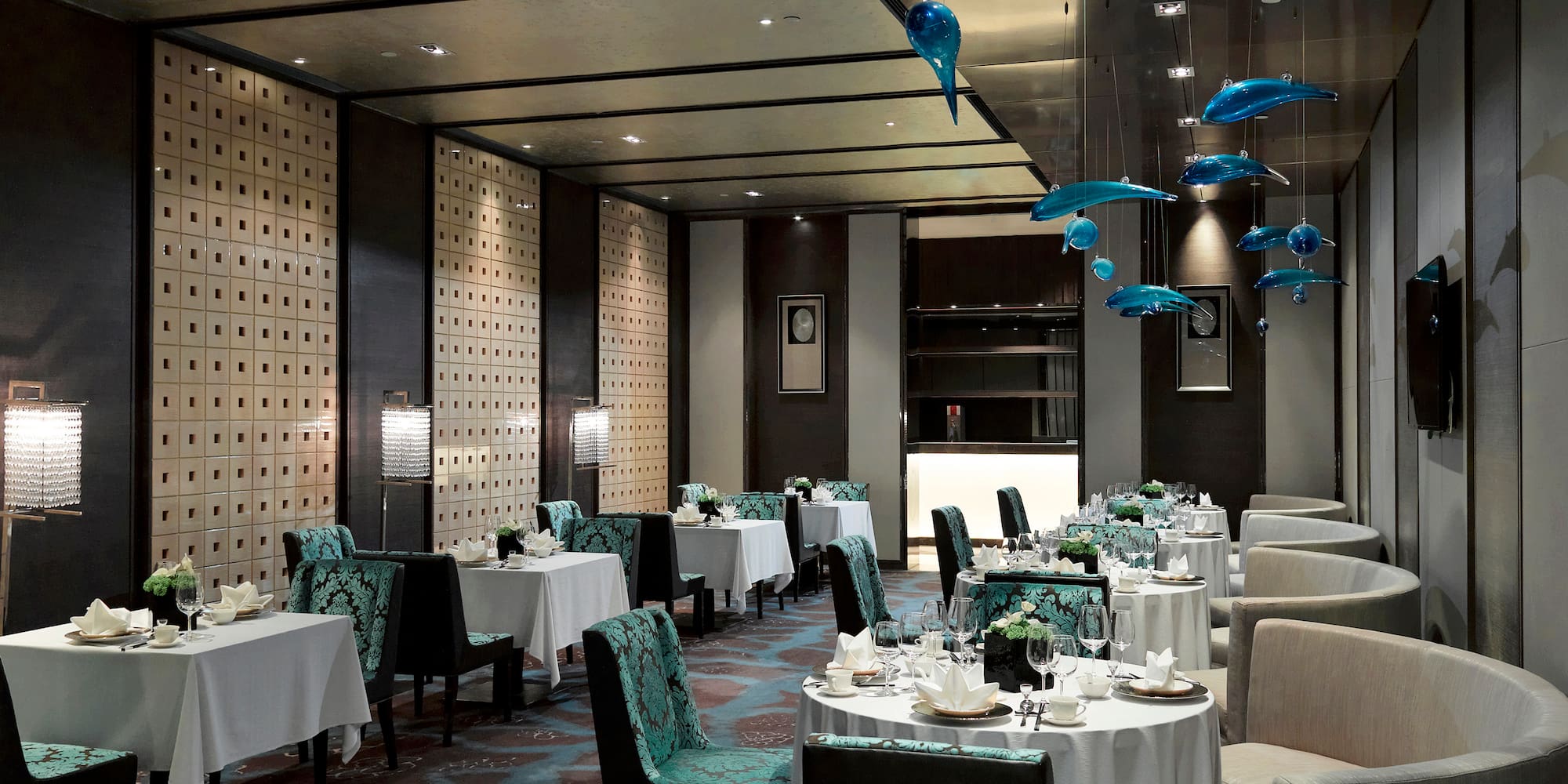 a room with tables and chairs