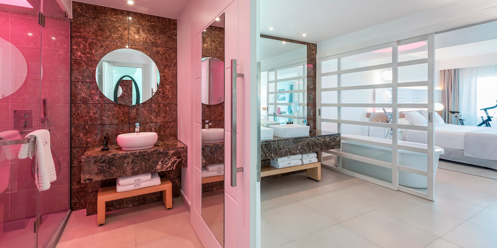 a bathroom with a mirror and sink