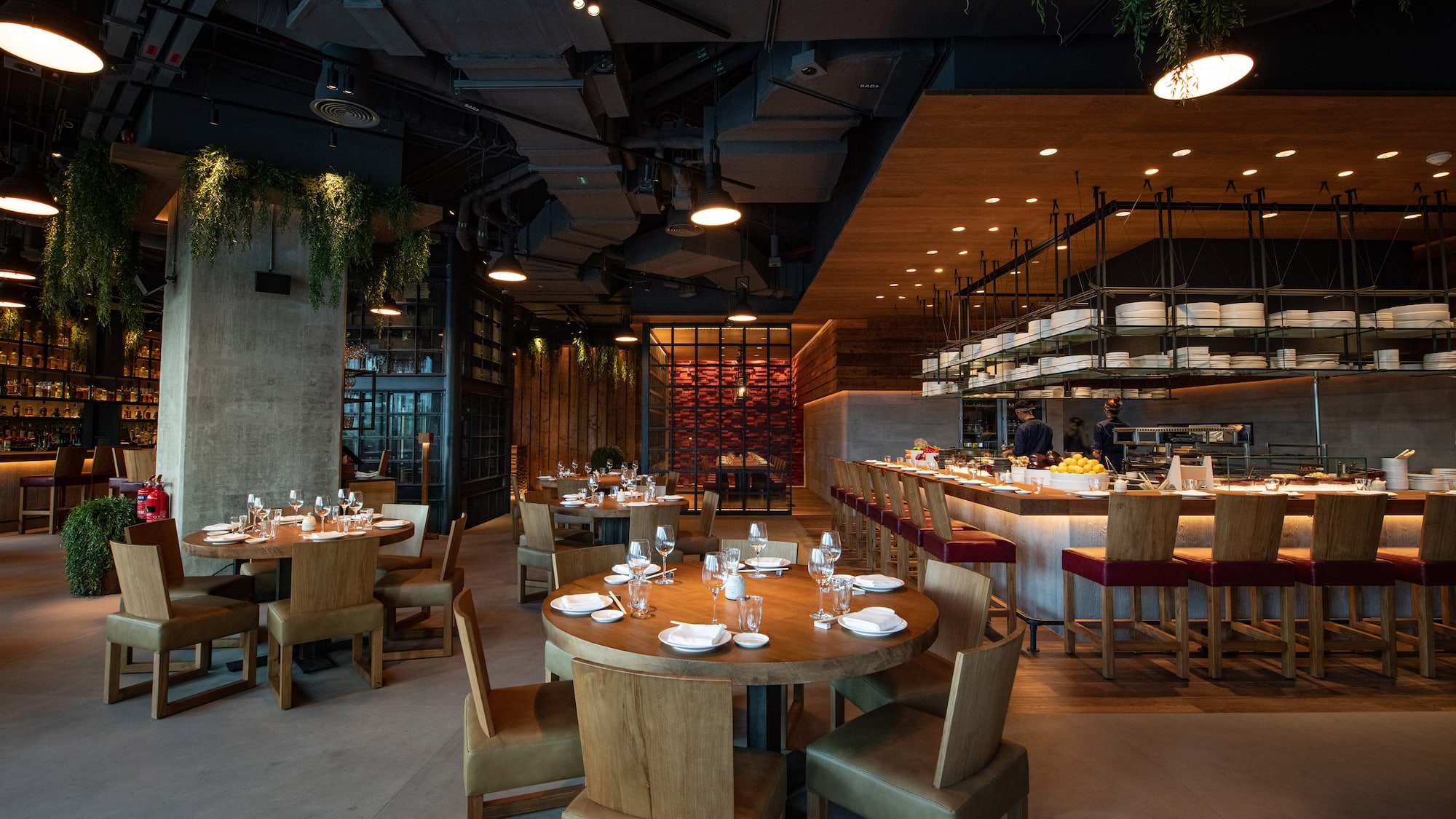 a restaurant with tables and chairs