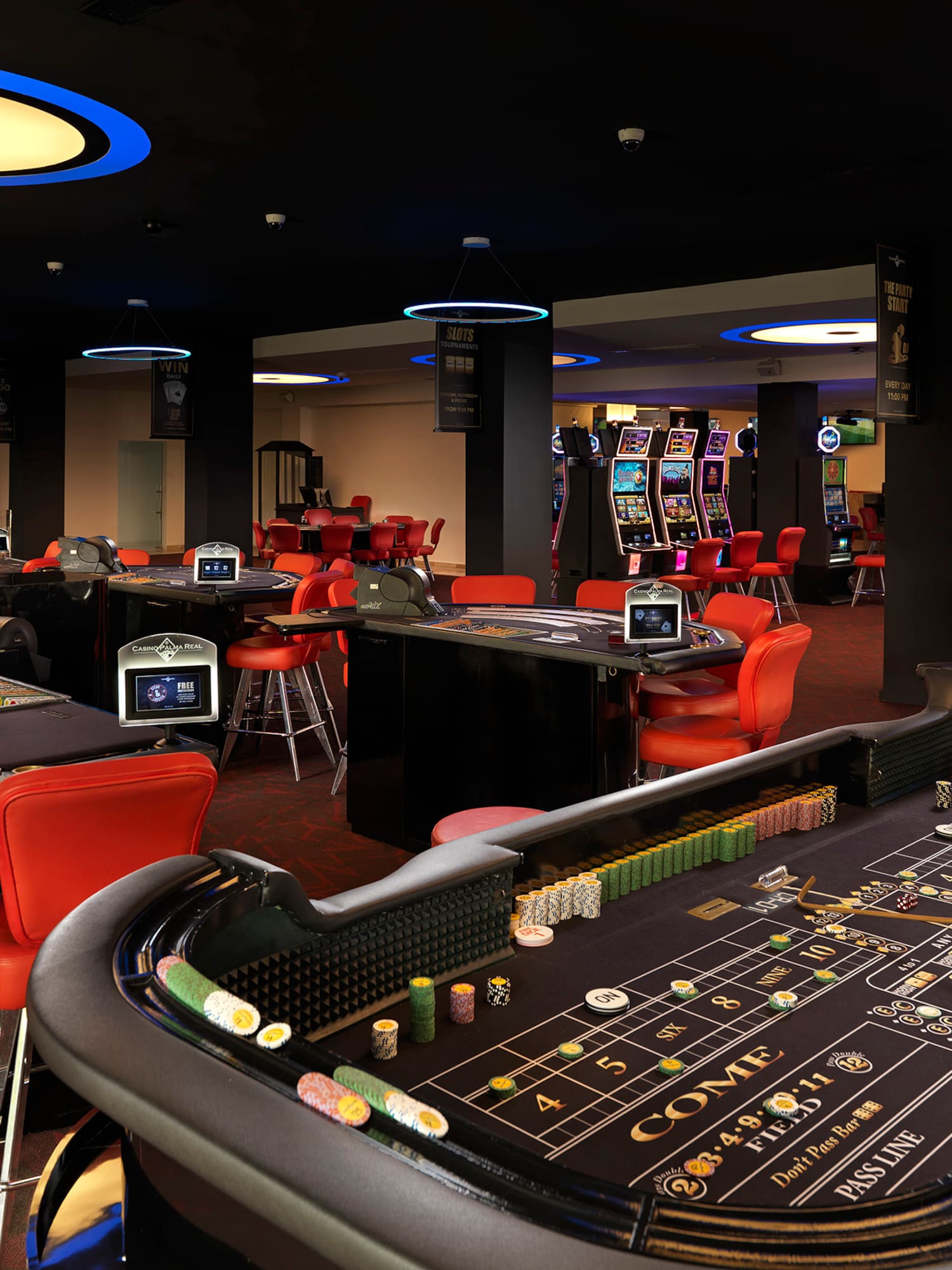 a black table in a casino