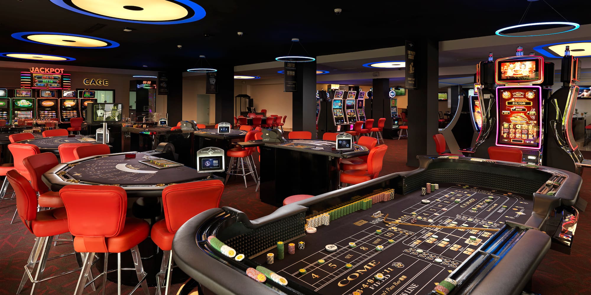 a black table in a casino