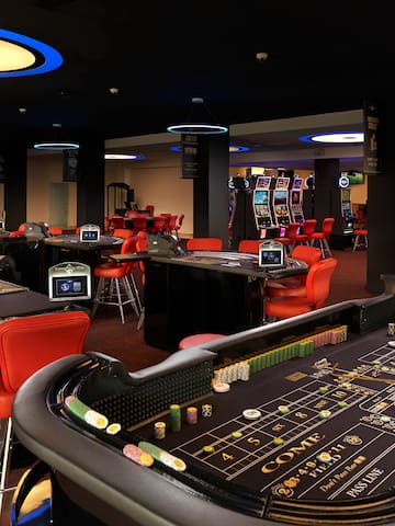 a black table in a casino