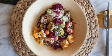 a bowl of food on a table