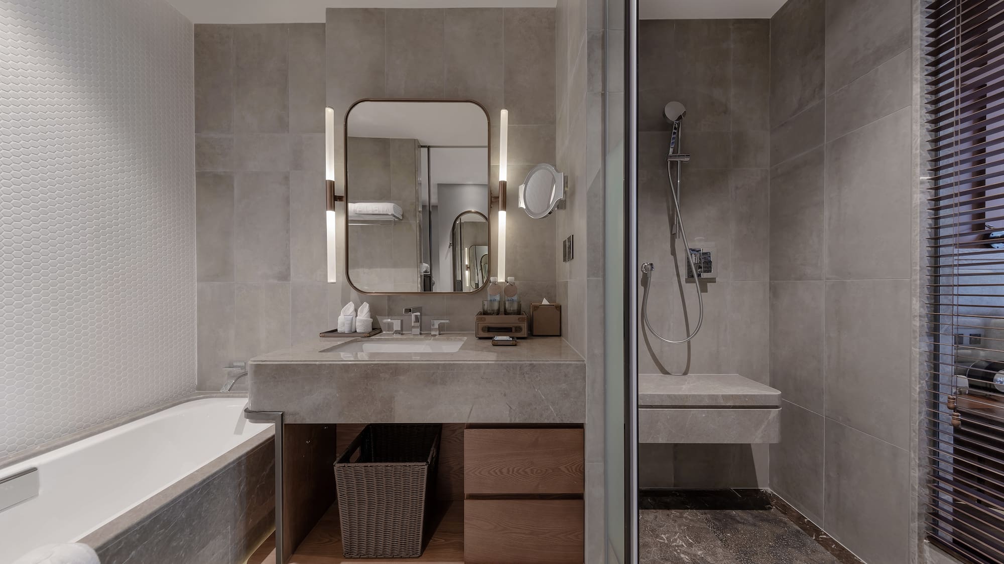 a bathroom with a sink and a bathtub