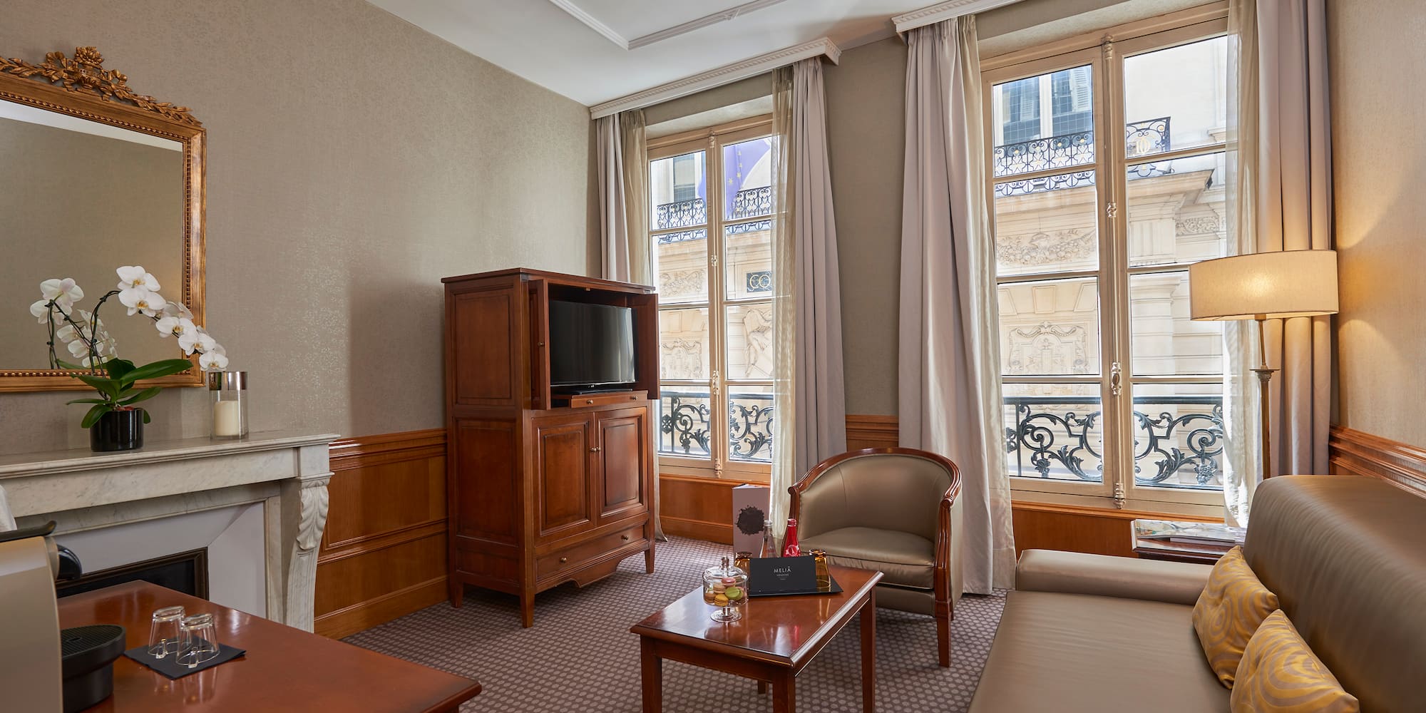 a room with a television and a couch