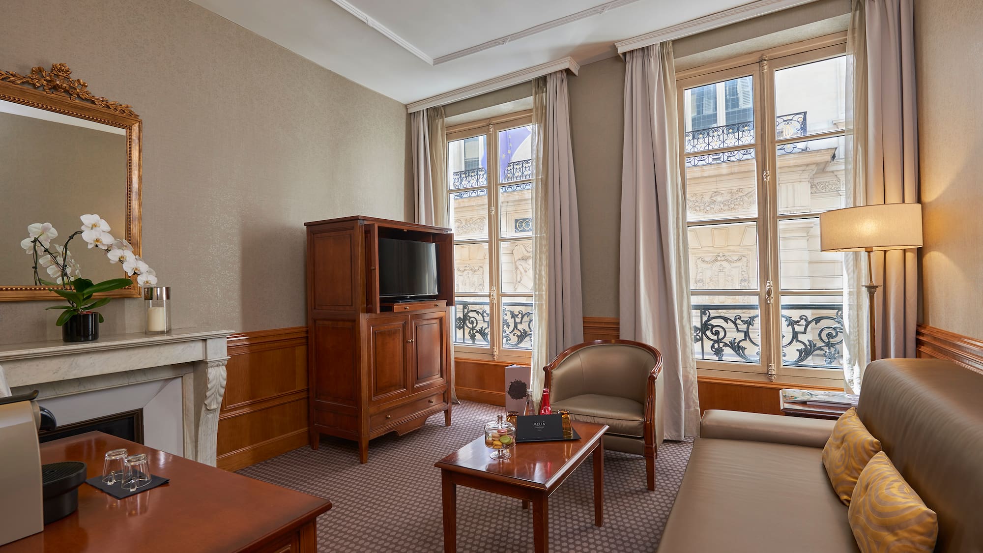 a room with a television and a couch