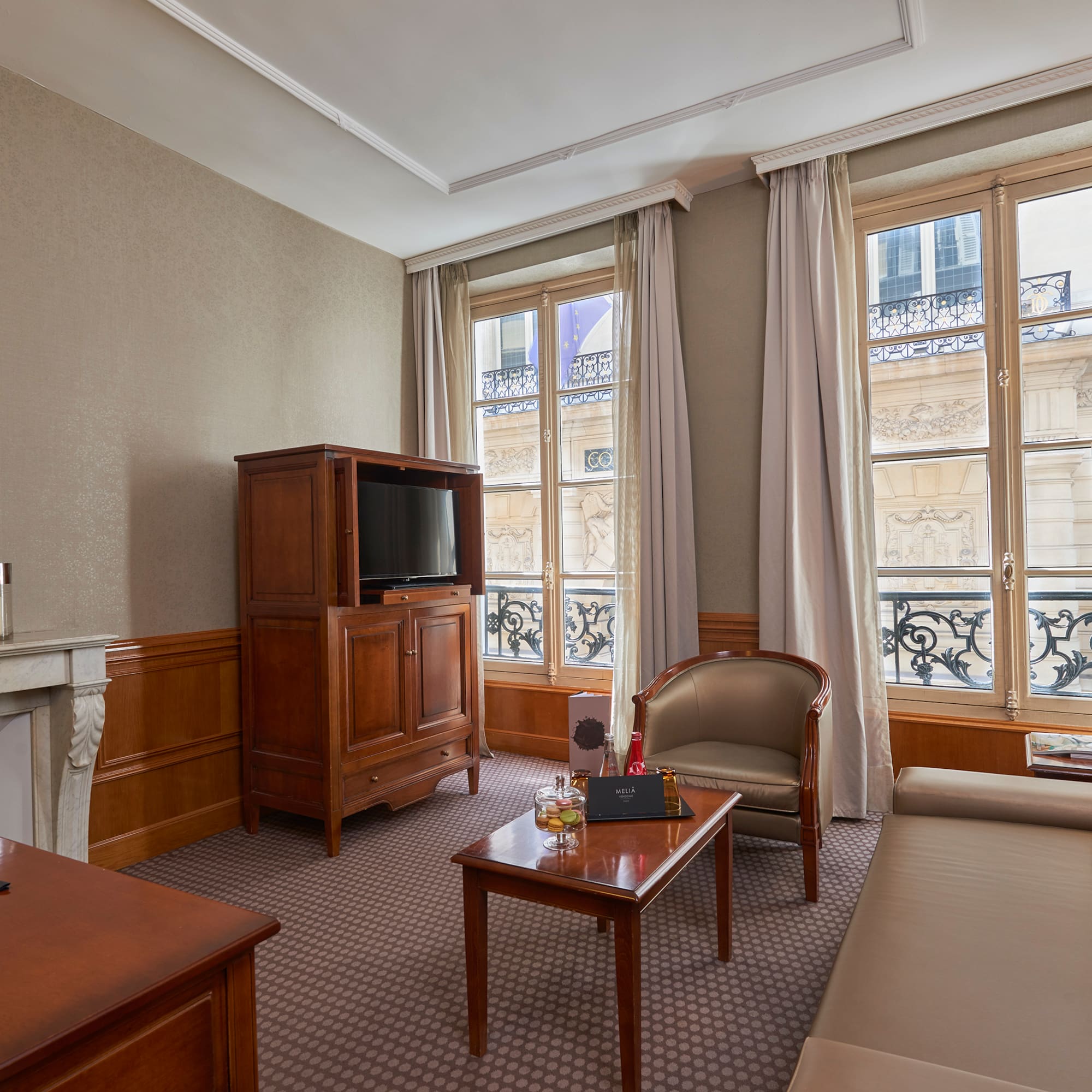 a room with a television and a couch