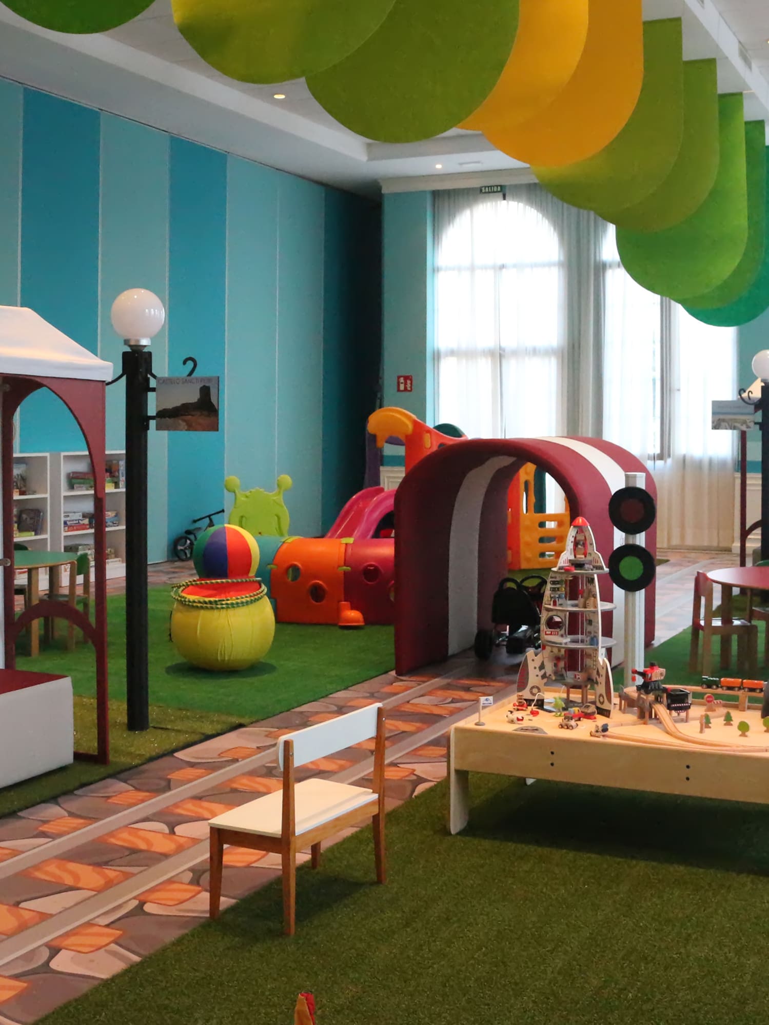 a room with a play area
