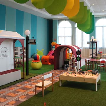 a room with a play area