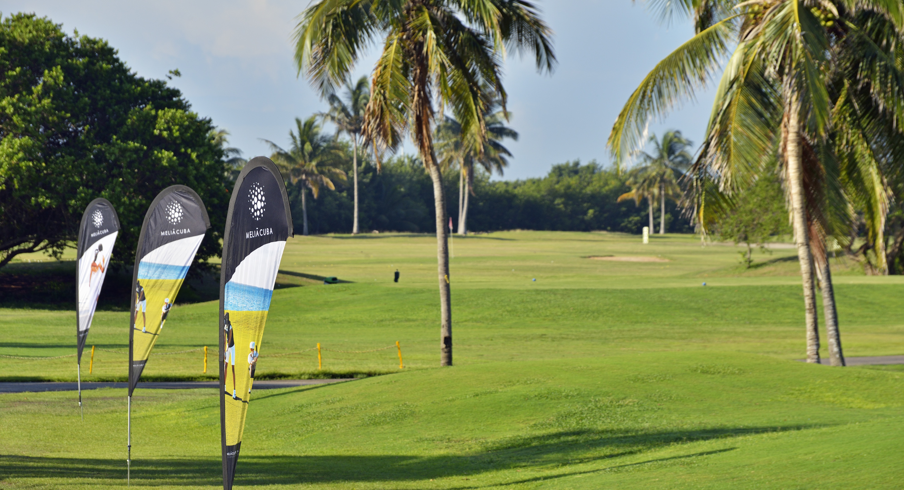 a flag on a golf course