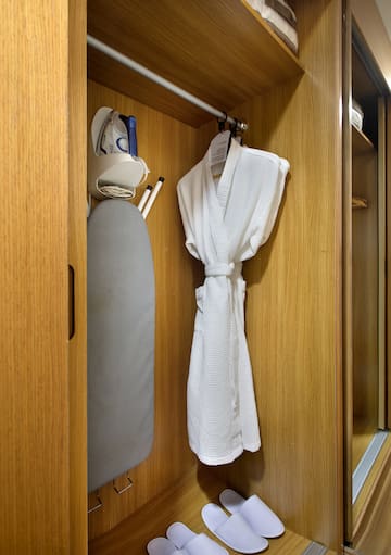 a white robe in a closet