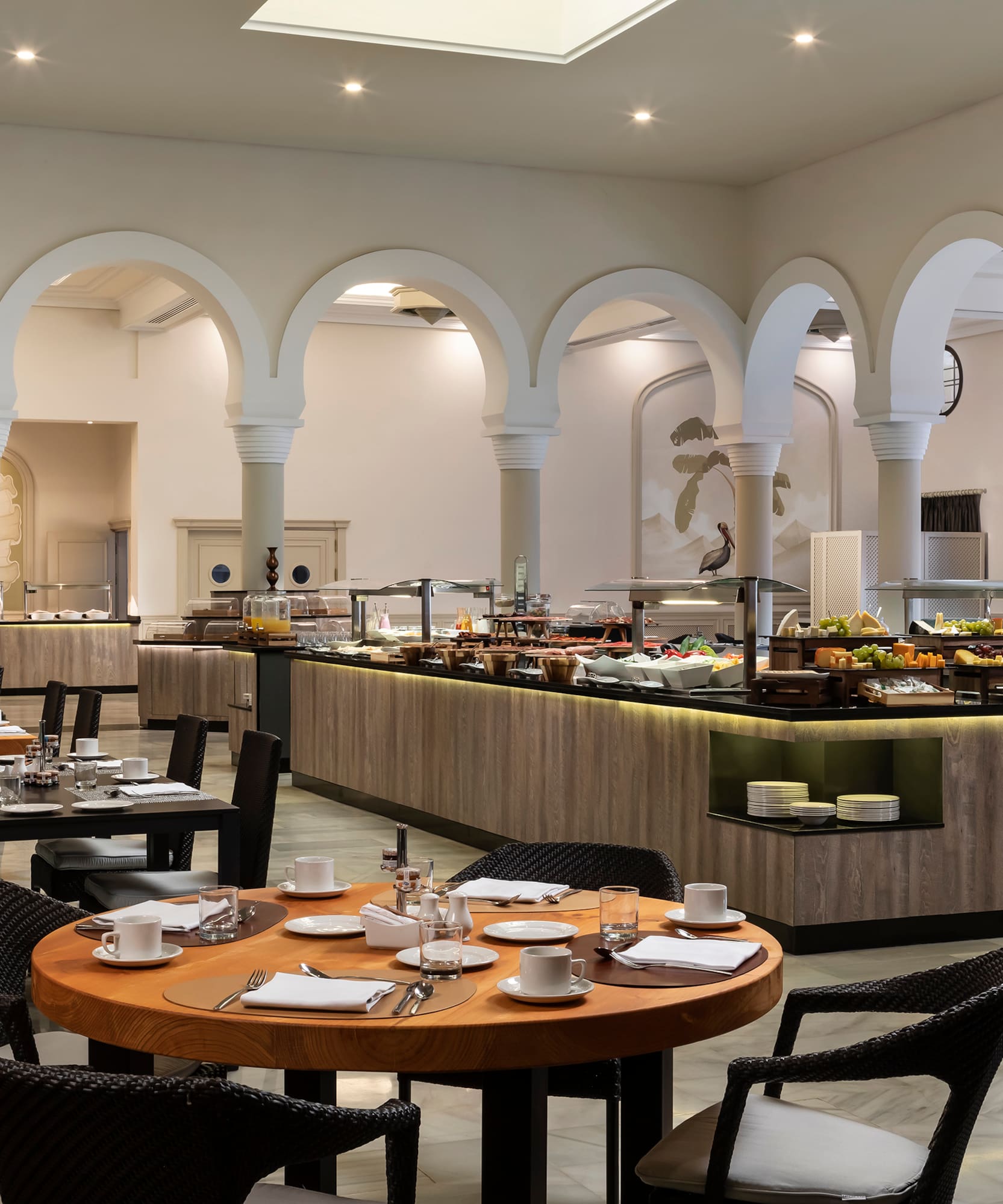 a restaurant with tables and chairs