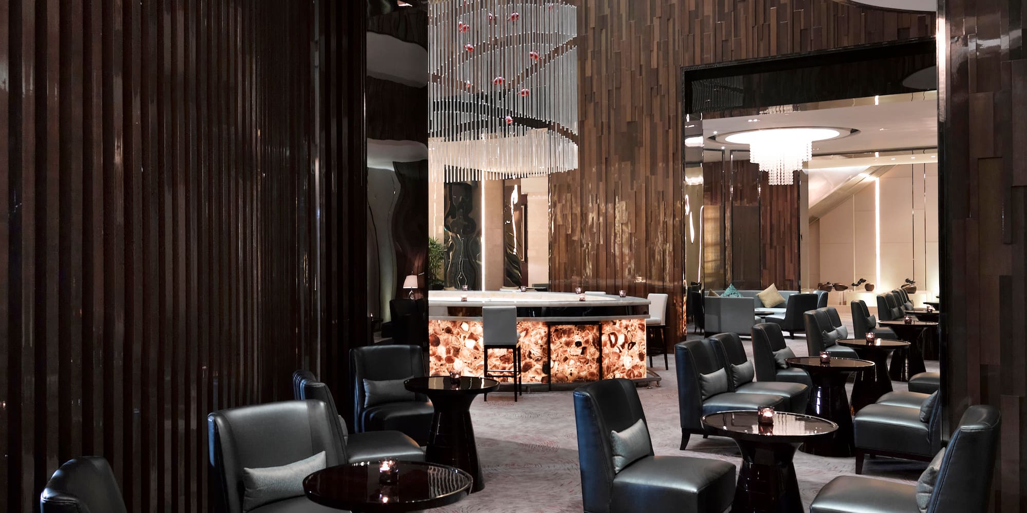 a room with chairs and tables