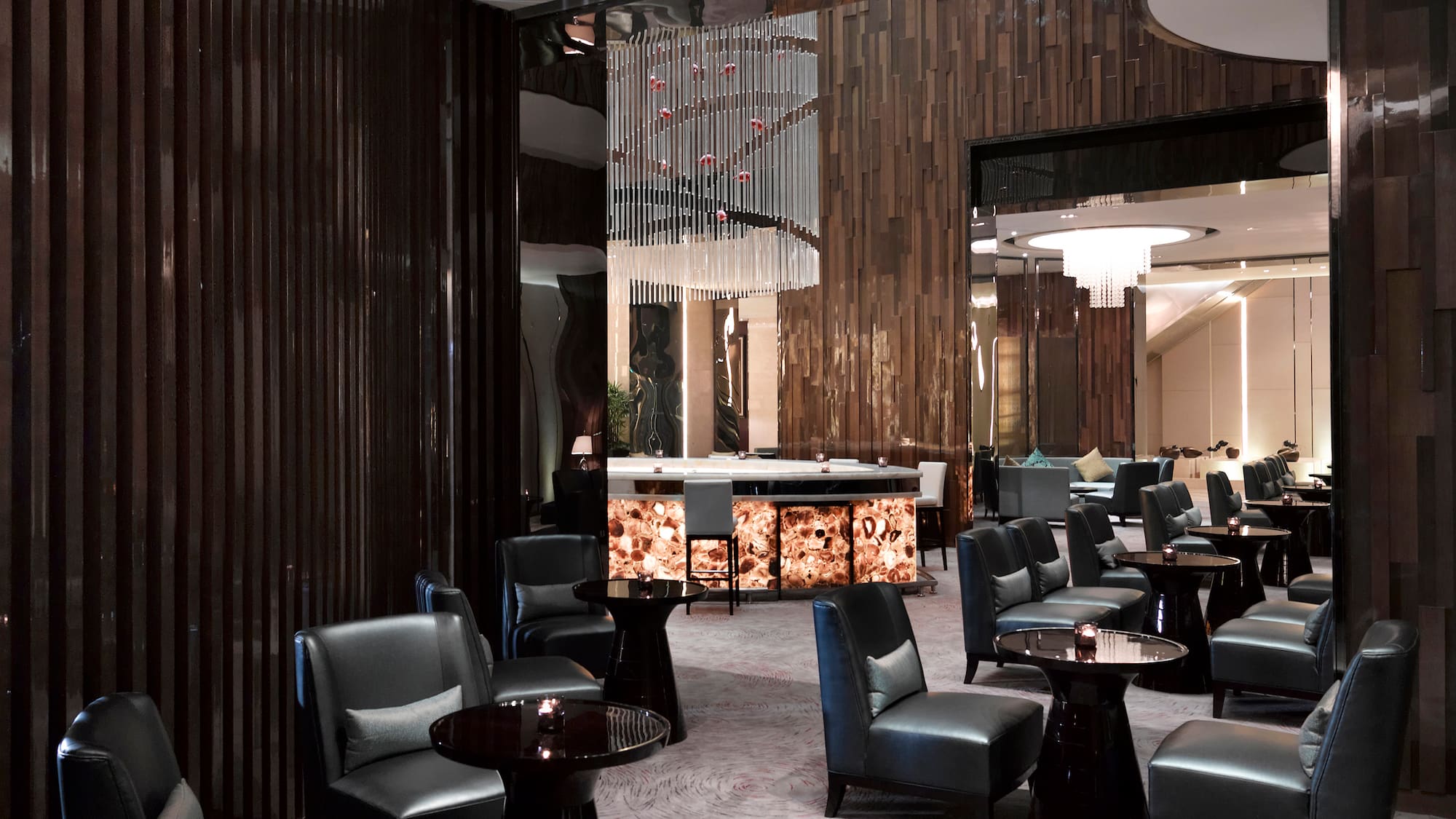 a room with chairs and tables