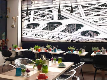 a room with tables and chairs