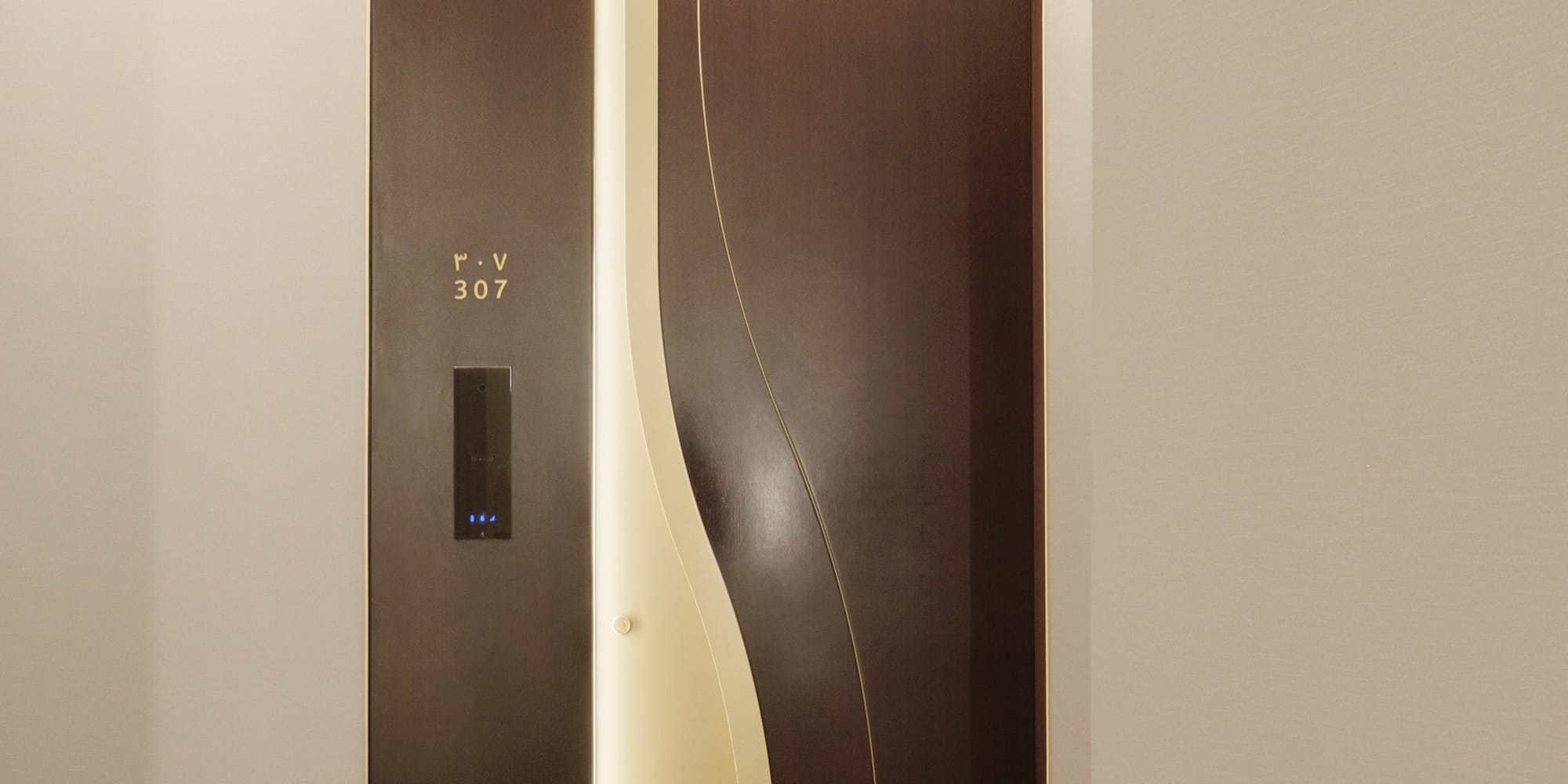 a door with a curved design