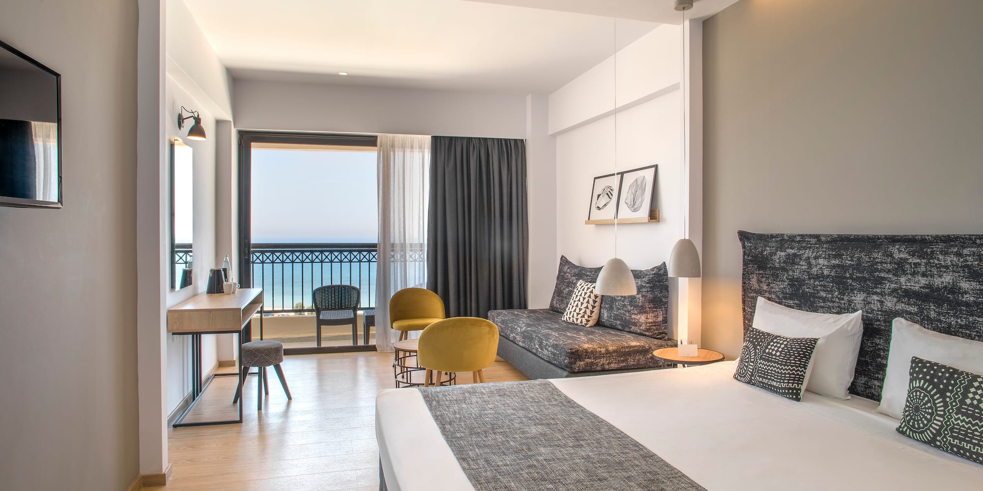 a room with a bed and a couch