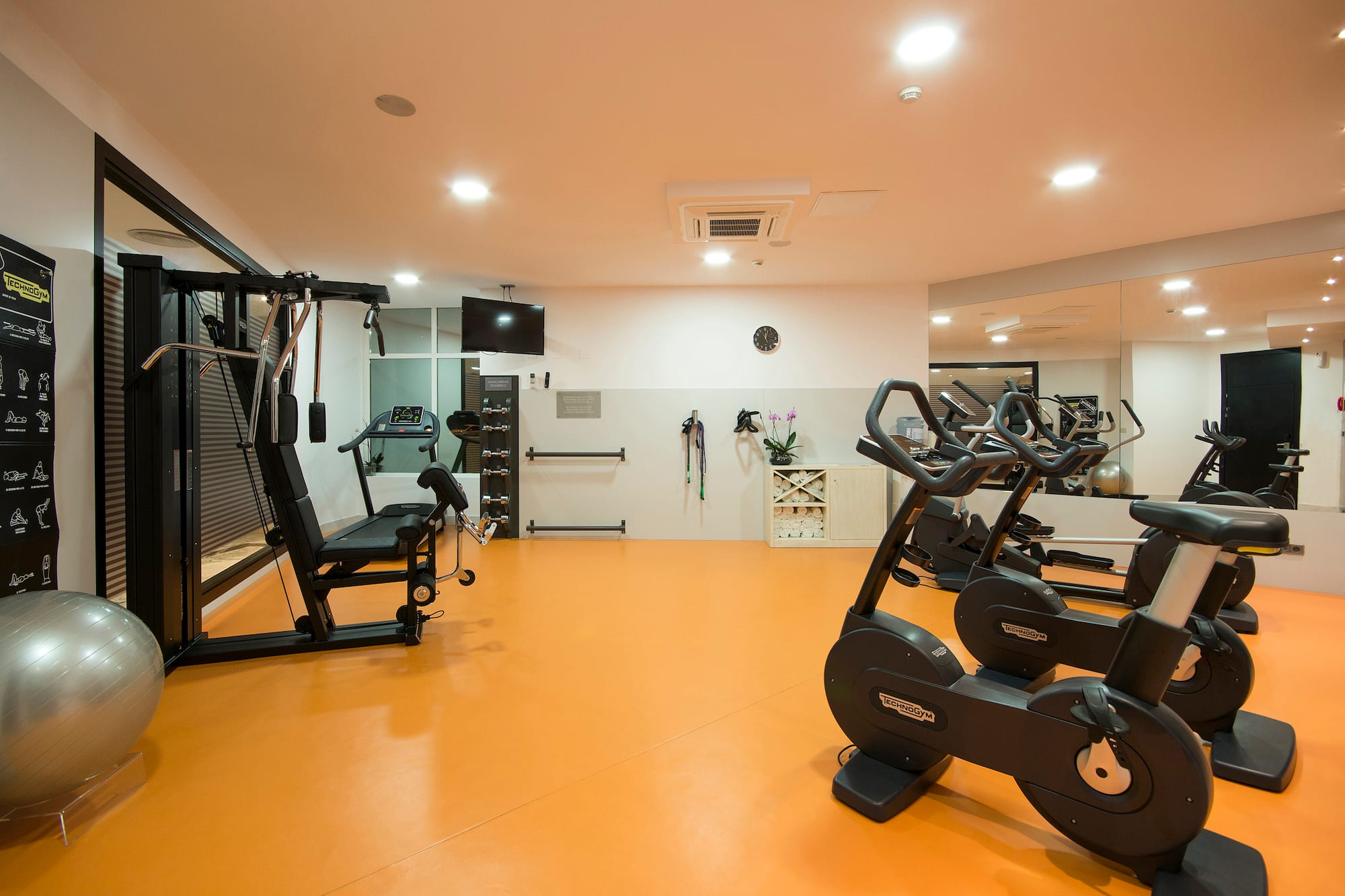 a room with exercise equipment