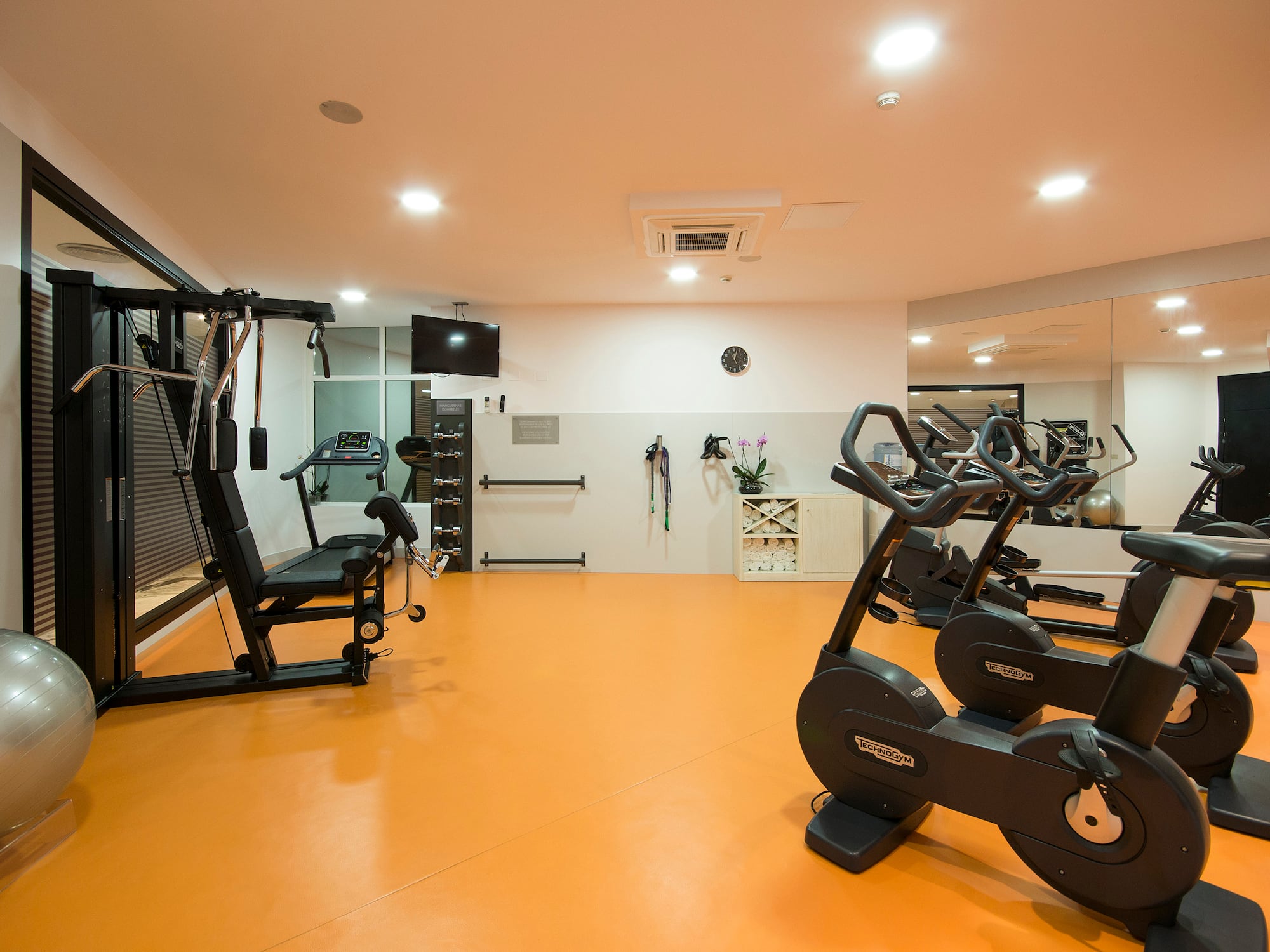 a room with exercise equipment