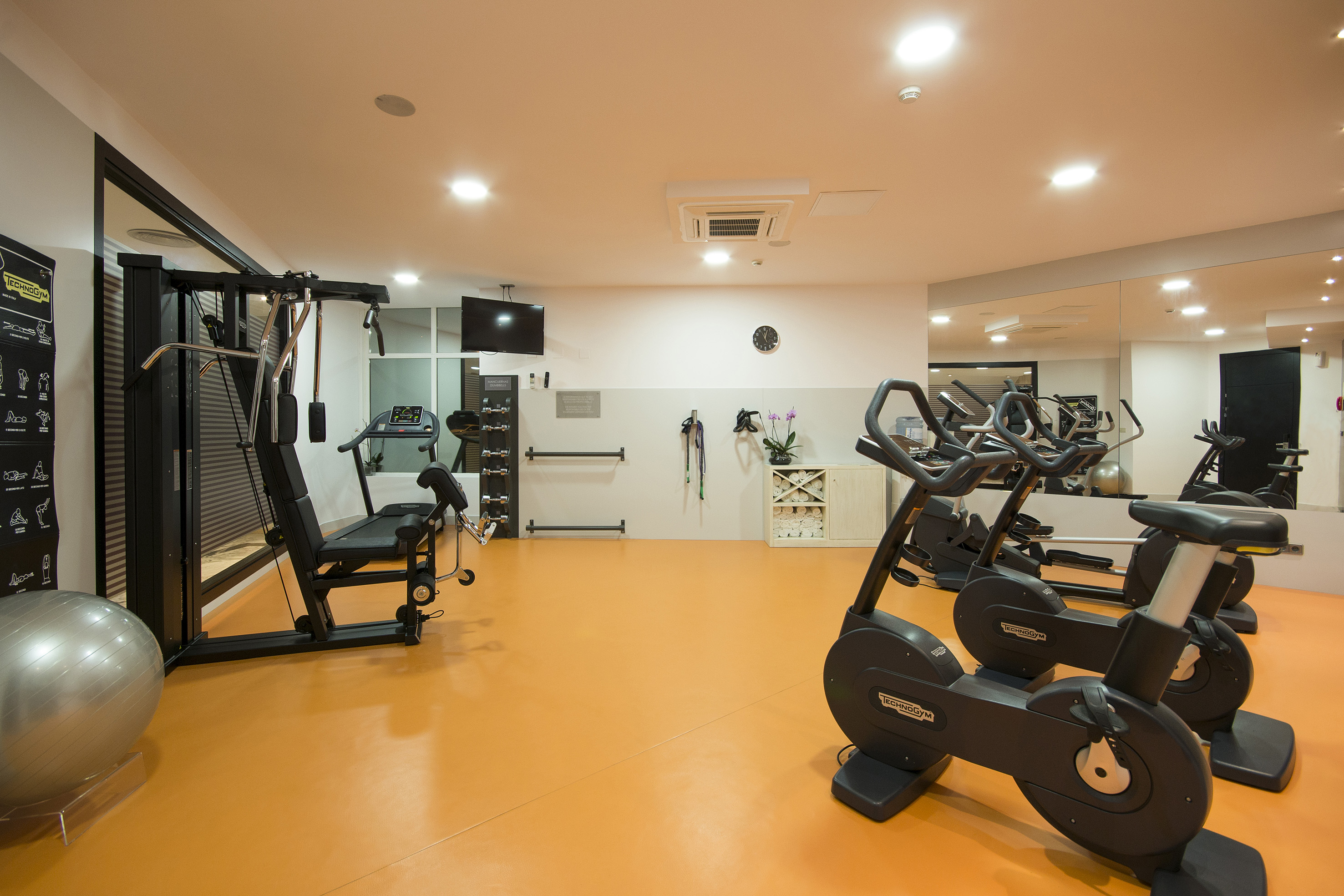 a room with exercise equipment