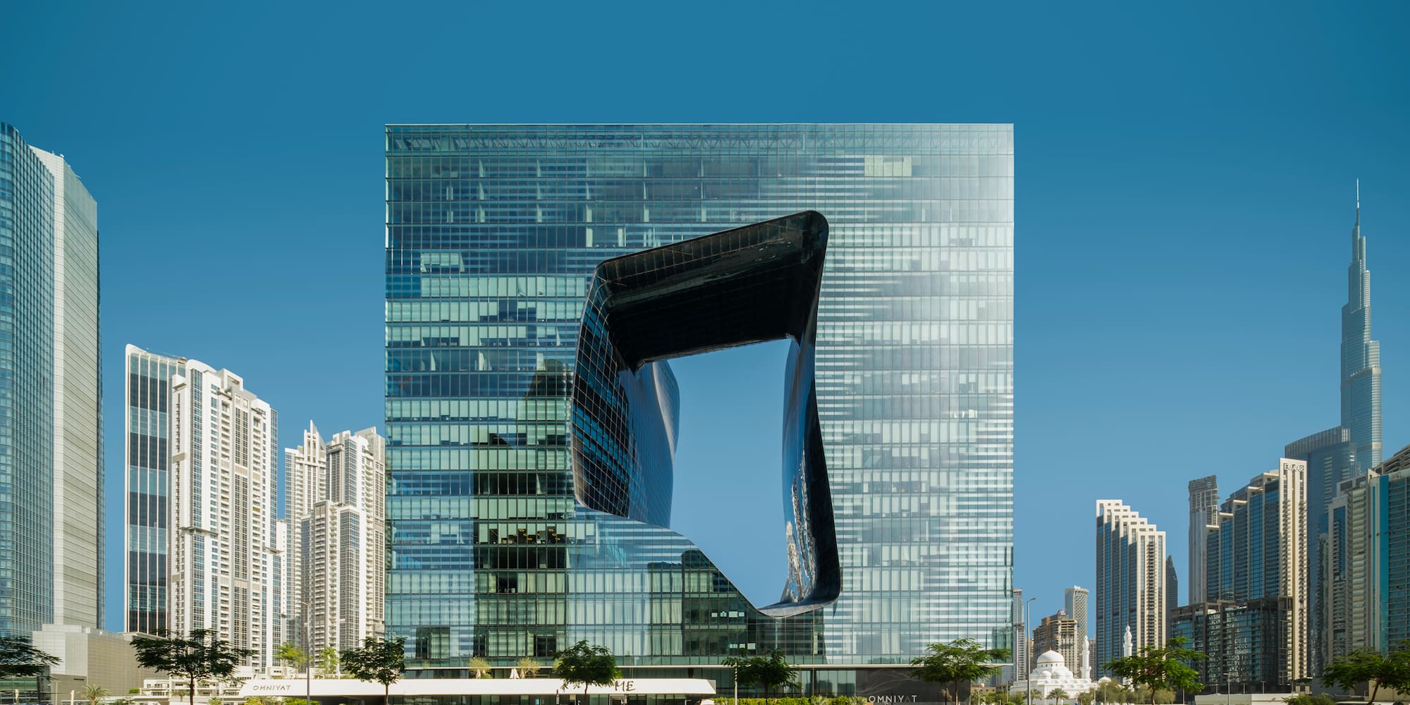 a building with a square shaped window