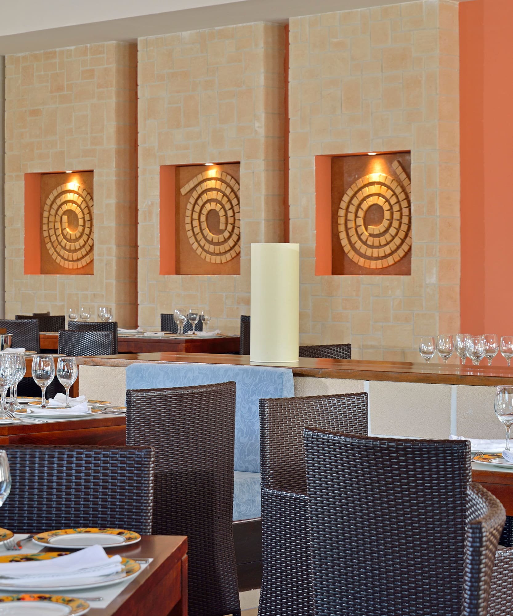 a restaurant with tables and chairs