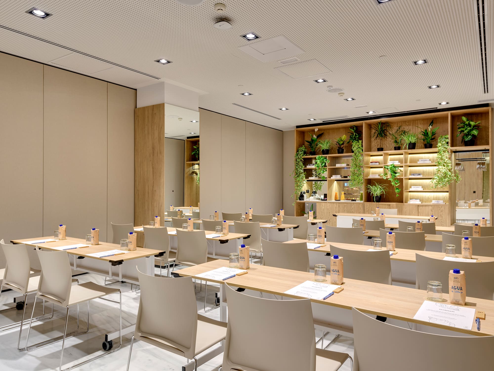 a room with tables and chairs