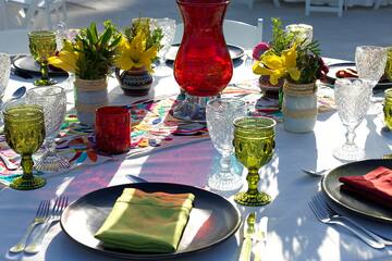 a table set for a dinner party