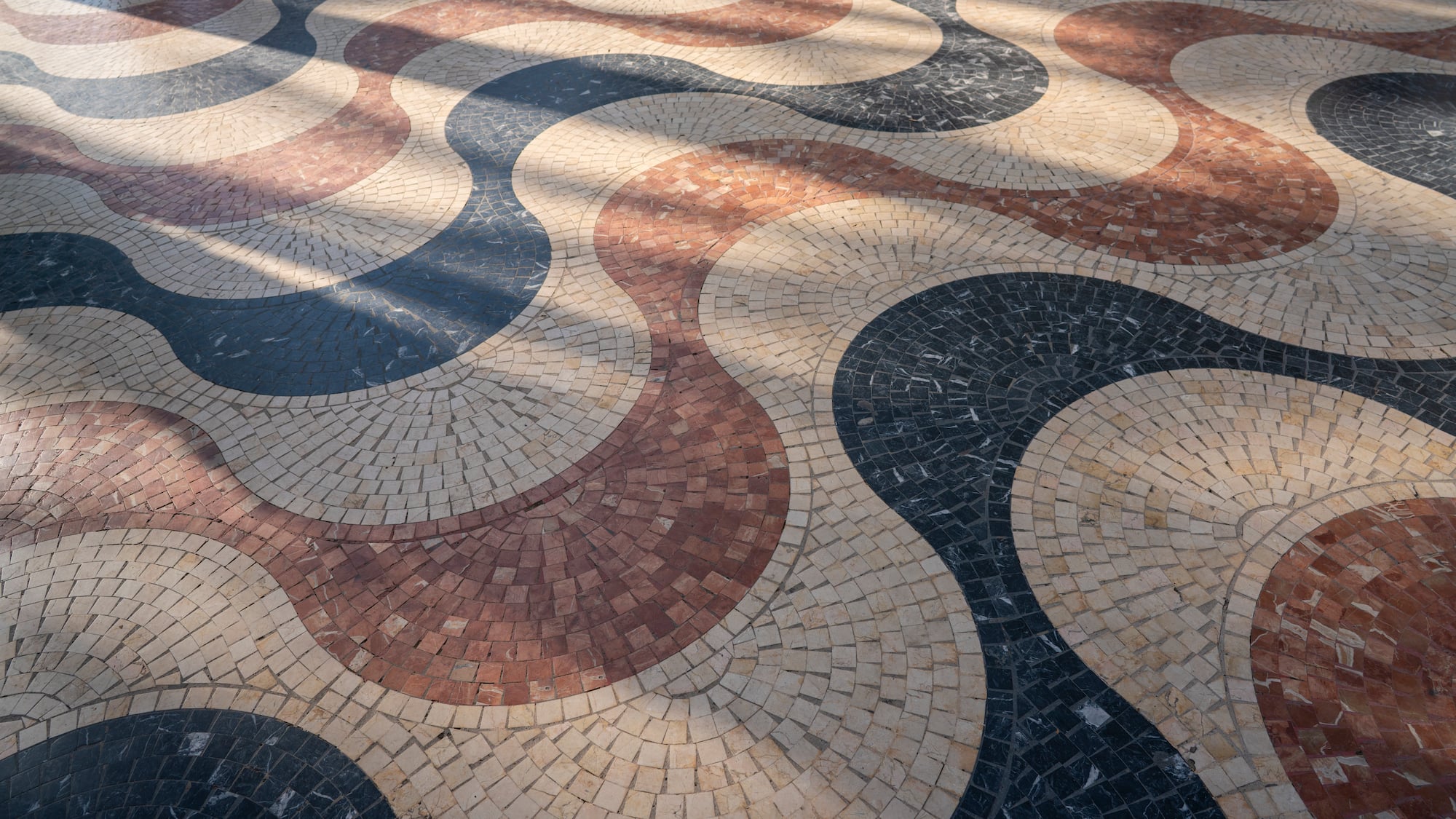 a multicolored patterned floor