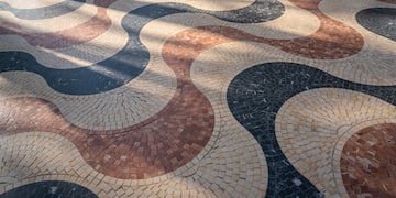 a multicolored patterned floor