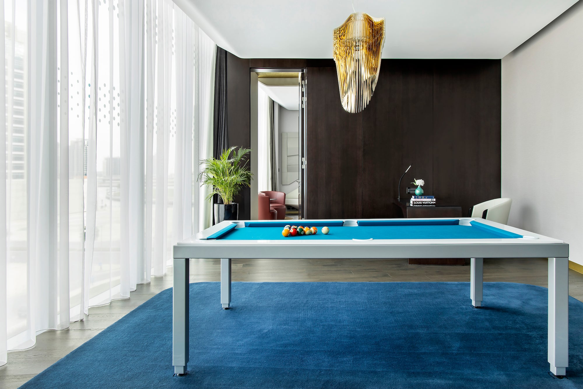 a pool table in a room