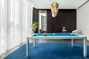 a pool table in a room