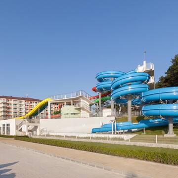 a water slide in a park