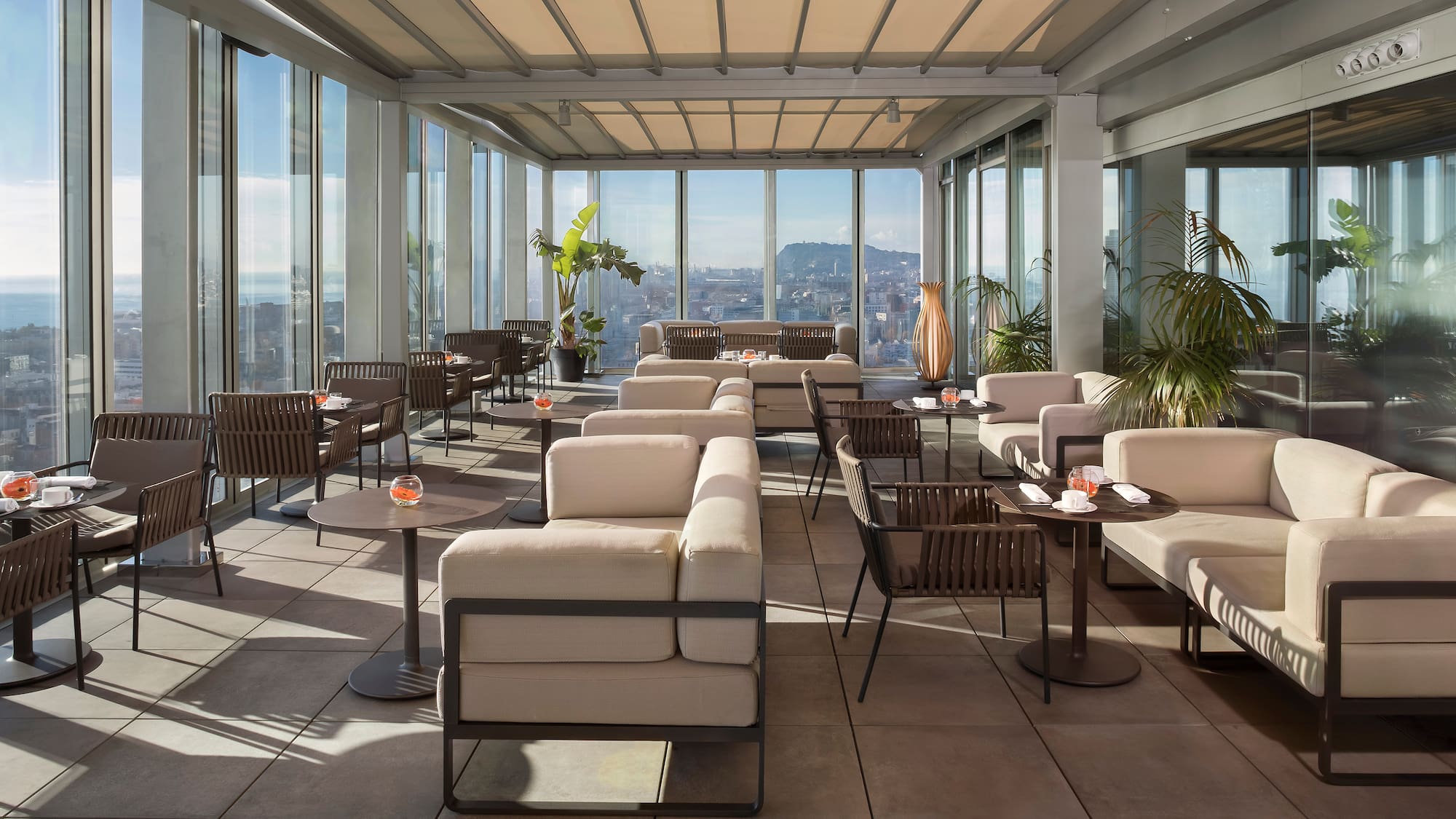 a room with chairs and tables