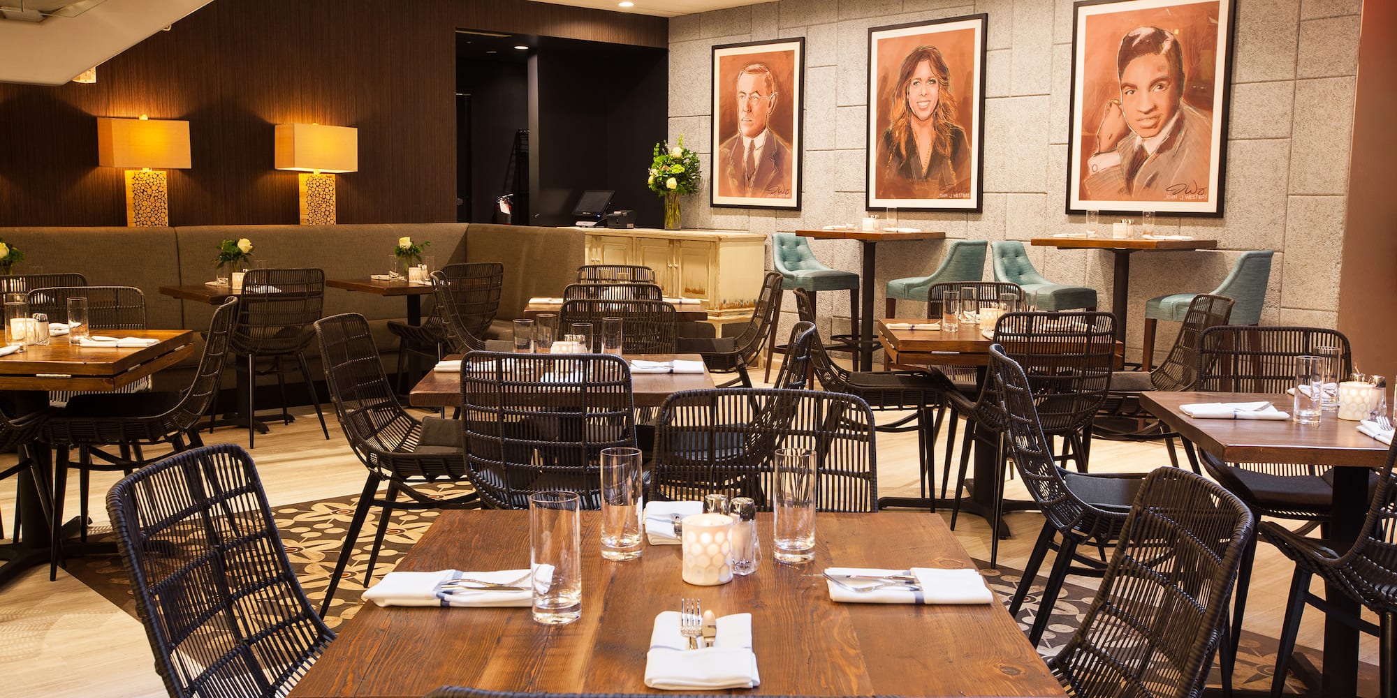 a restaurant with tables and chairs