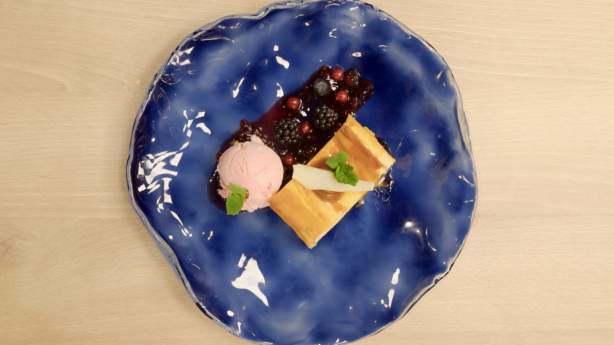 a plate with dessert on it